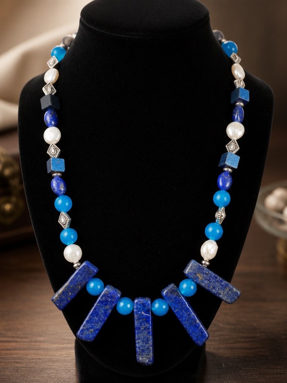 Blue Lapis & Turquoise blue appetitStone Statement Necklace